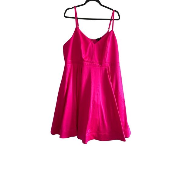 NWT Torrid Hot Pink Mini Satin Skater Dress Size 20 - Picture 2 of 13